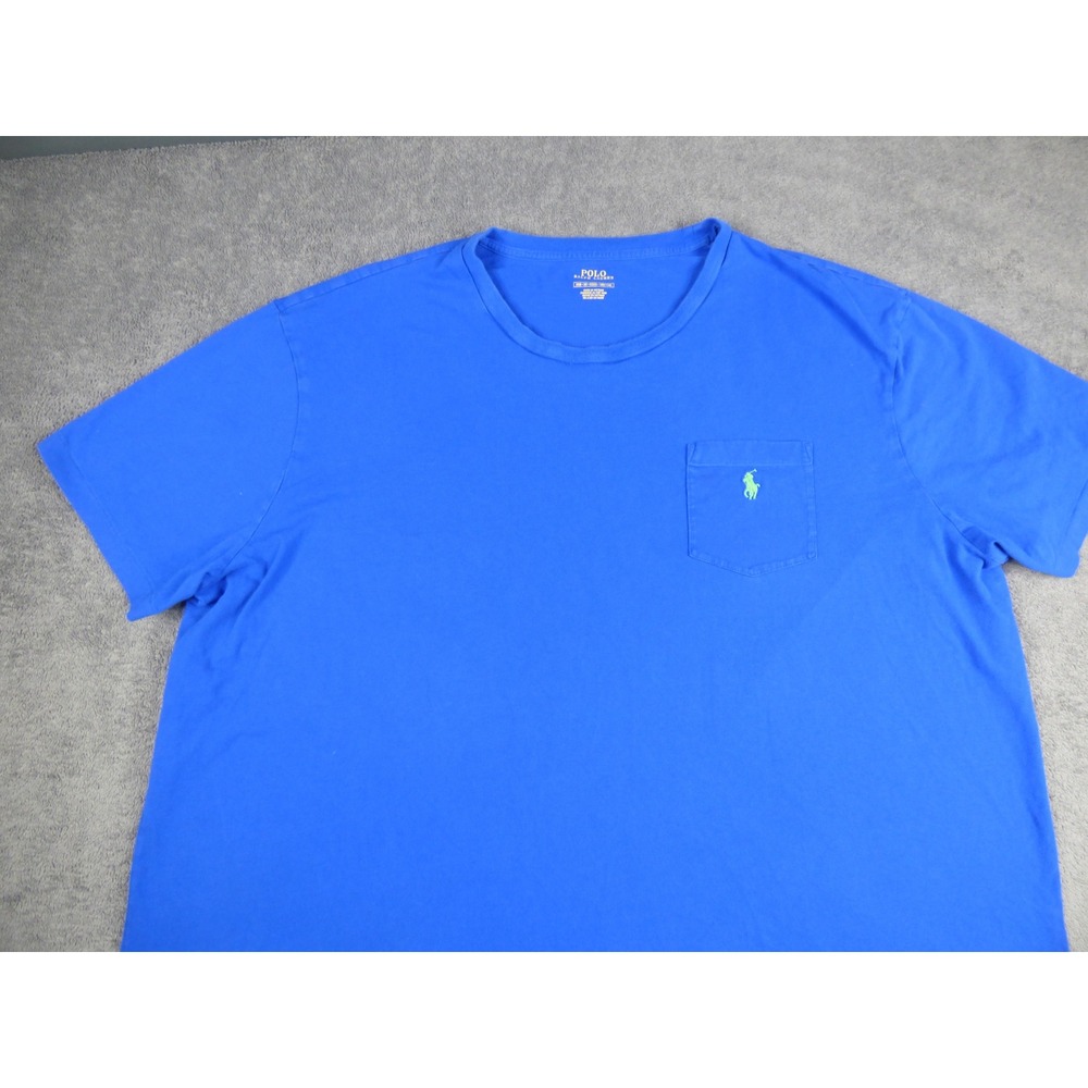 Polo Ralph Lauren Mens 3XB Blue Pocket T-Shirt Green Pony Logo Short Sleeve Tee